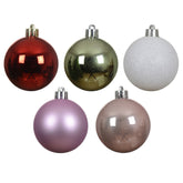 Decoris Shatterproof Bauble Box of 30 Pieces 6cm - White, Lilac, Red and Blush Pink
